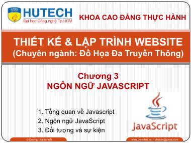 Giáo trình Thiết kế và Lập trình Website - Chương 3: Ngôn ngữ Javasript