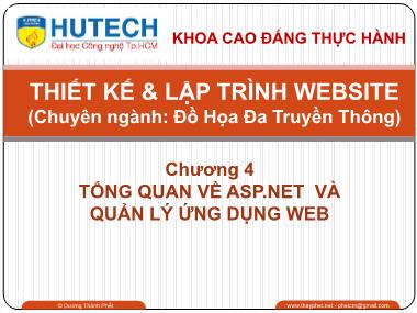 Giáo trình Thiết kế và Lập trình Website - Chương 4: Tổng quan về ASP.NET và Quản lý ứng dụng Web