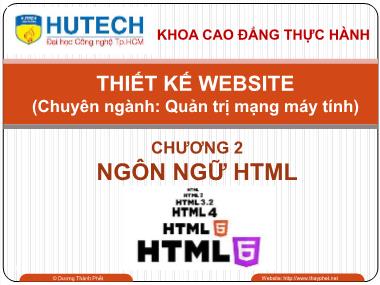 Giáo trình Thiết kế Website - Chương 2: Ngôn ngữ HTML