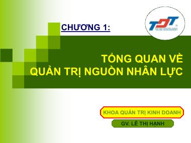 Giáo trình Thống kê - Chương 1: Tổng quan về quản trị nguồn nhân lực - Lê Thị Hạnh