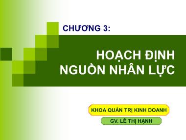 Giáo trình Thống kê - Chương 3: Hoạch định nguồn nhân lực - Lê Thị Hạnh