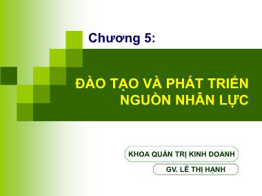 Giáo trình Thống kê - Chương 5: Đào tạo và phát triển nguồn nhân lực - Lê Thị Hạnh