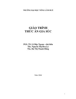 Giáo trình Thức ăn gia súc - Lê Đức Ngoan