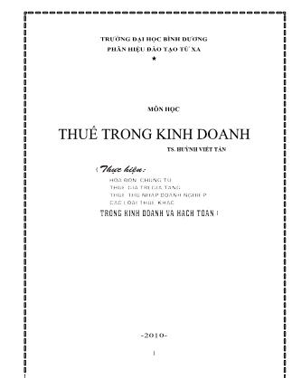 Giáo trình Thuế trong kinh doanh - Huỳnh Viết Tấn