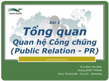 Giáo trình Thương mại-Du lịch-Marketing - Bài 1: Tổng quan quan hệ công chúng (Public Relation-PR)