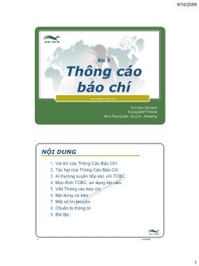 Giáo trình Thương mại-Du lịch-Marketing - Bài 3: Thông cáo báo chí - Đinh Tiên MInh