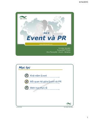 Giáo trình Thương mại-Du lịch-Marketing - Bài 5: Event và PR - Đinh Tiên Minh