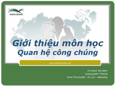 Giáo trình Thương mại-Du lịch-Marketing - Chương 1: Giới thiệu môn học quan hệ công chúng