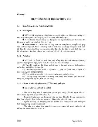 Giáo trình Thủy sản đại cương - Chương 3: Hệ thống nuôi trồng thủy sản