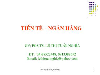 Giáo trình Tiền tệ-Ngân hàng - Lê Thị Tuấn Nghĩa