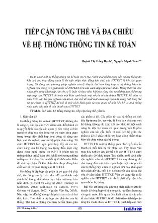 Giáo trình Tiếp cận tổng thể và đa chiều về hệ thống thông tin kế toán - Huỳnh Thị Hồng Hạnh