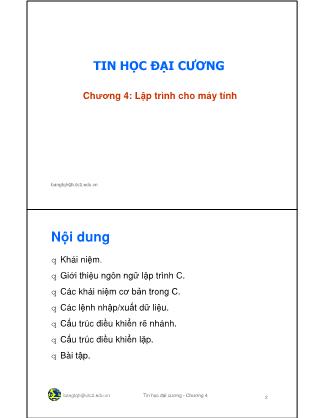 Giáo trình Tin học đại cương - Chương 4: Lập trình cho máy tính