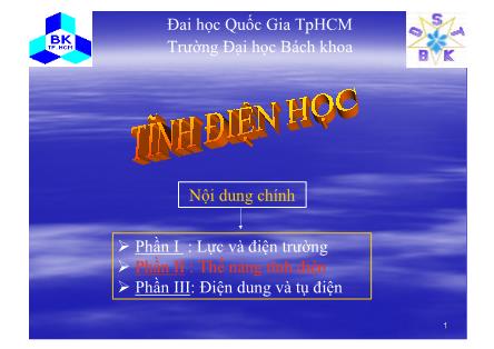 Giáo trình Tĩnh điện học - Phần 2: Thế năng tĩnh điện