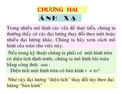 Giáo trình Toán giải tích 1 - Chương 2: Ánh xạ