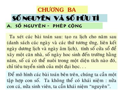 Giáo trình Toán giải tích 1 - Chương 3: Số nguyên và số hữu tỉ