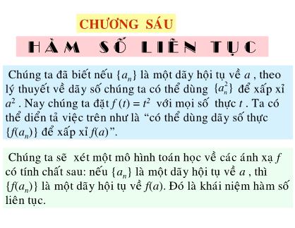 Giáo trình Toán giải tích 1 - Chương 6: Hàm số liên tục