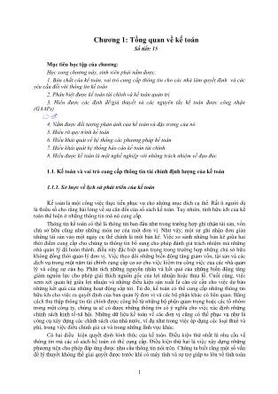 Giáo trình Tổng quan về Kế toán