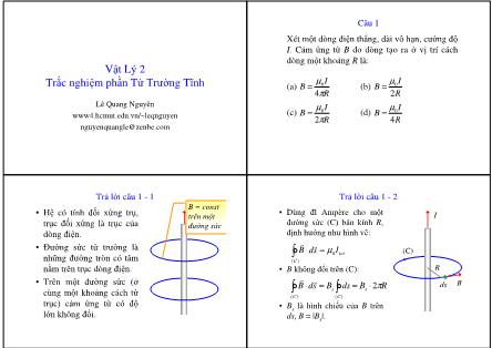 Giáo trình Trắc nghiệm Vật Lý 2-Từ trường tĩnh