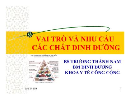 Giáo trình Vai trò và nhu cầu các chất dinh dưỡng