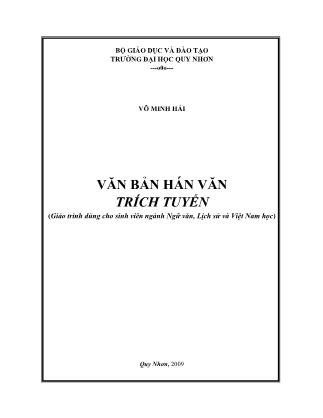 Giáo trình Văn bản hán văn trích tuyển - Võ Minh Hải