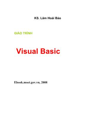 Giáo trình Visual Basic - Chương 1 đến Chương 5 - Lâm Hoài Bảo