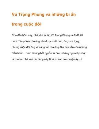 Giáo trình  Vũ Trọng Phụng và những bí ẩn trong cuộc đời