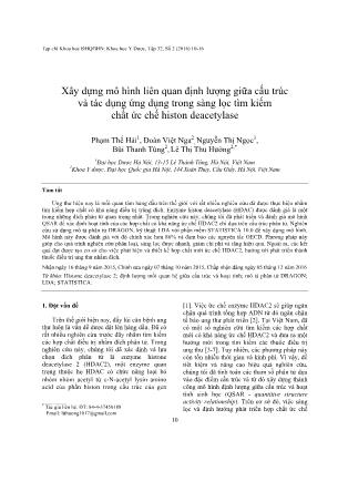 Giáo trình Xây dựng mô hình liên quan định lượng giữa cấu trúc và tác dụng ứng dụng trong sàng lọc tìm kiếm chất ức chế histon deacetylase