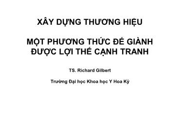 Giáo trình Xây dựng thương hiệu-Một phương thức để giành được lợi thế cạnh tranh