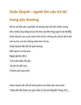 Giáo trình Xuân Quỳnh-Người tìm câu trả lời trong yêu thương