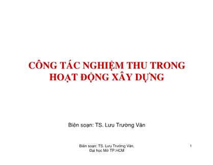 Gióa trình Công tác nghiệm thu trong hoạt động xây dựng