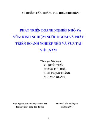 Phát triển doanh nghiệp nhỏ và vừa-Kinh nghiệm nước ngoài và phát triển doanh nghiệp nhỏ và vừa tại Việt Nam