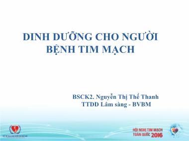 Tài liệu Bài giảng Dinh dưỡng cho người bệnh tim mạch