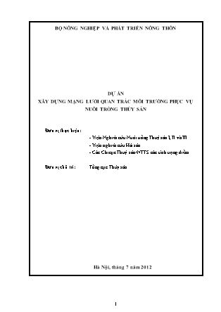 Tài liệu Dự án xây dựng mạng lưới quan trắc môi trường phục vụ nuôi trồng thủy sản
