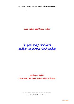 Tài liệu Lập dự án xây dựng cơ bản - Lương Văn Văn Cảnh