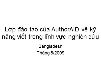 Tài liệu Lớp đào tạo của AuthorAID về kỹ năng viết trong lĩnh vực nghiên cứu