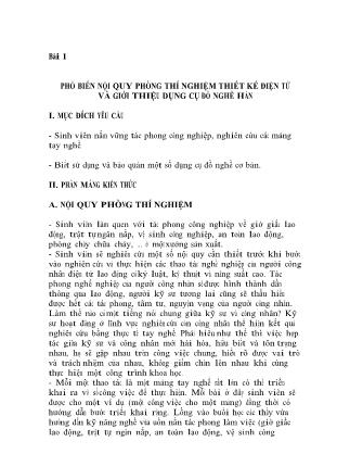 Tài liệu Phổ biến nội quy phòng thí nghiệm thiết kế điện tử và giới thiệu dụng cụ đồ nghề hàn