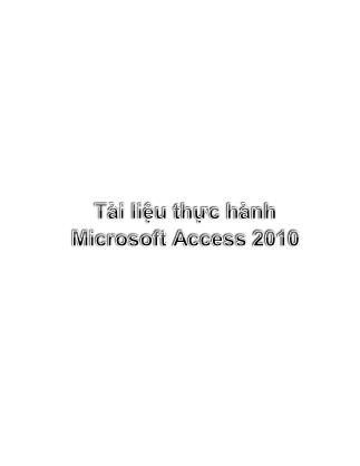 Tài liệu thực hành Microsoft Access 2010