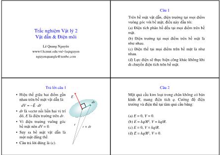 Trắc nghiệm Vật Lý 2 Vật dẫn và điện môi