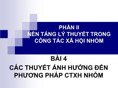 Bài giảng Công tác xã hội - Bài 4: Các thuyết ảnh hưởng đến phương pháp công tác xã hội nhóm