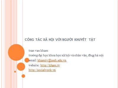 Bài giảng Công tác xã hội với người khuyết tật