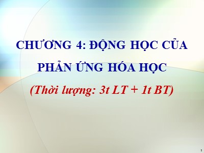 Bài giảng Động học của phản ứng hóa học