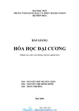 Bài giảng Hóa học đại cương - Nguyễn Phú Huyền Châu (Bản đẹp)