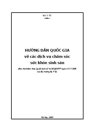 Bài giảng Hướng dẫn quốc gia về các dịch vụ chăm sóc sức khỏe sinh sản