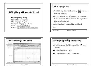 Bài giảng Microsoft Excel - Phạm Quang Dũng (Chuẩn kiến thức)