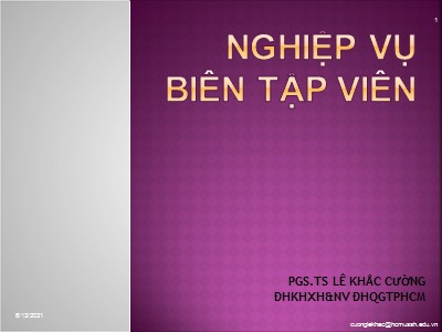 Bài giảng Nghiệp vụ biên tập viên