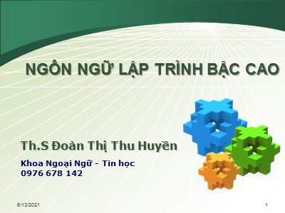 Bài giảng Ngôn ngữ lập trình bậc cao - Đoàn Thị Thu Huyền