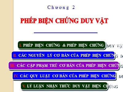 Bài giảng Nguyên Lý cơ bản của chủ nghĩa Mac-Lenin - Chương 2: Phép biện chứng duy vật