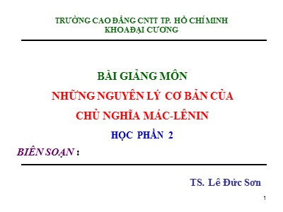 Bài giảng Những nguyên lý cơ bản của Chủ nghĩa Mác-Lênin - Chương 4: Học thuyết giá trị - Lê Đức Sơn