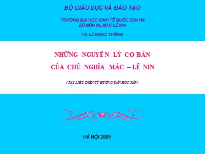 Bài giảng Những nguyên lý cơ bản của chủ nghĩa Mác–Lê nin