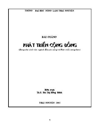 Bài giảng Phát triển cộng đồng - Phí Thị Hồng Minh